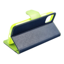 FANCY BOOK oldalra nyíló tok Samsung Galaxy A37 telefonhoz - Kék-lime