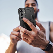 Frost Armor masszív telefontok gyűrűvel Samsung Galaxy A57 5G telefonhoz - FEKETE