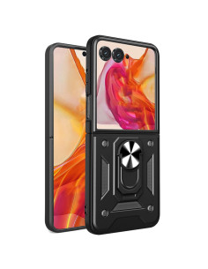 Kemény műanyag és rugalmas TPU hibrid tok Motorola Razr 70 telefonhoz - FEKETE