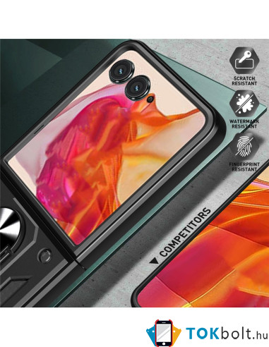 Kemény műanyag és rugalmas TPU hibrid tok Motorola Razr 70 telefonhoz - FEKETE