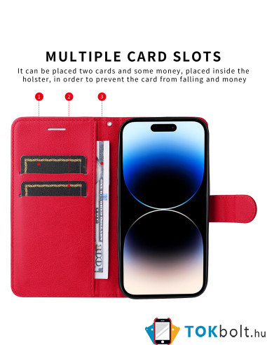 Oldalra nyíló tok Xiaomi 17T telefonhoz - PIROS