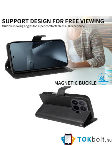 Oldalra nyíló tok Xiaomi 17T Pro telefonhoz - FEKETE