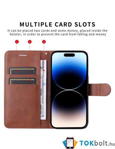 Oldalra nyíló tok Xiaomi 17T Pro telefonhoz - BARNA
