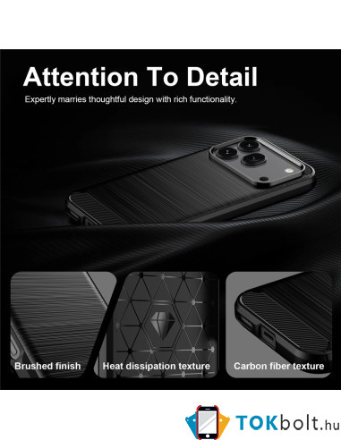 Honor 600 / 600 Pro karbon mintás tok - FEKETE