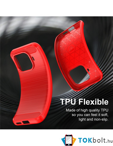 Xiaomi 17T karbon mintás tok - PIROS