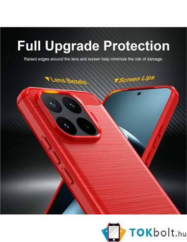 Xiaomi 17T Pro karbon mintás tok - PIROS