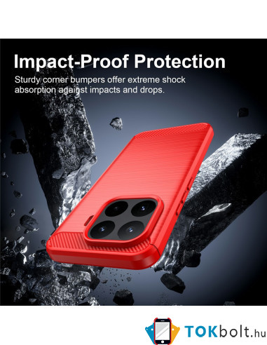 Xiaomi 17T Pro karbon mintás tok - PIROS