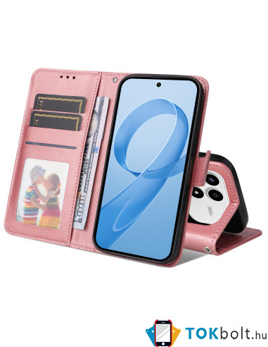 Oldalra nyíló tok Xiaomi Redmi K90 / Poco F8 Pro telefonhoz - RÓZSASZÍN