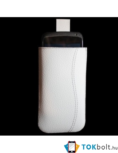 Fehér varrásos fehér telefontok kihúzóval - 8x15cm