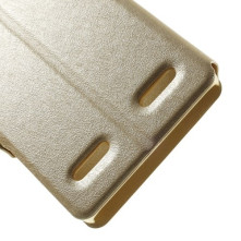 Arany színű két ablakos tok Lenovo A6000 / Lenovo K3 Music Lemon telefonhoz
