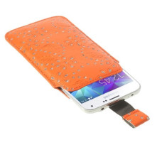 Narancssárga színű csillámos telefontok kihúzóval