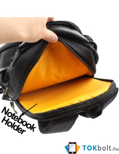 Fényképezőgép és Notebook / Laptop tartó vízálló hátizsák - FEKETE