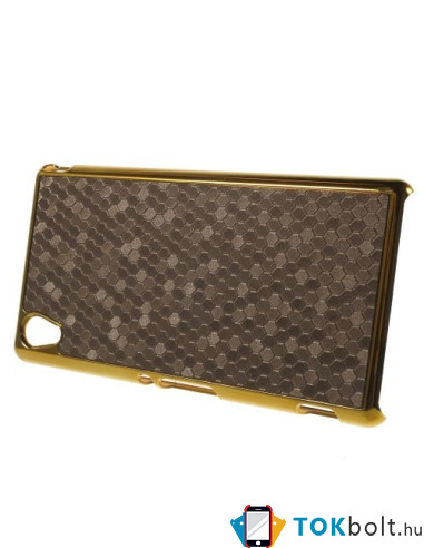 Kávébarna színű elegáns kemény telefontok Sony Xperia M4 Aqua / M4 Aqua Dual készülékhez