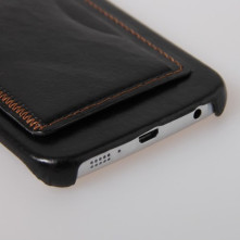Bőr tapintású fekete háttok Samsung Galaxy S6 Edge készülékhez