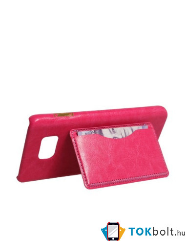 Bőr tapintású pink  tok Samsung Galaxy Note 5 készülékhez