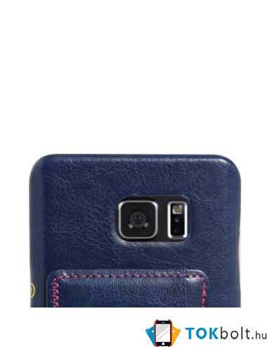 Bőr tapintású kék tok Samsung Galaxy Note 5 készülékhez