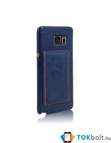 Bőr tapintású kék tok Samsung Galaxy Note 5 készülékhez