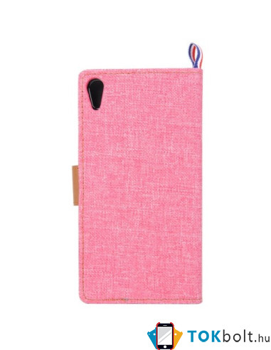 Szövet tapintású notesztok Sony Xperia Z5 / Z5 Dual készülékhez - RÓZSASZÍN