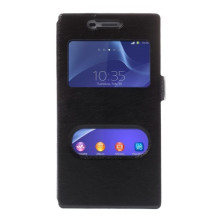 Fekete két ablakos notesz tok Sony Xperia M2 / M2 Dual telefonhoz