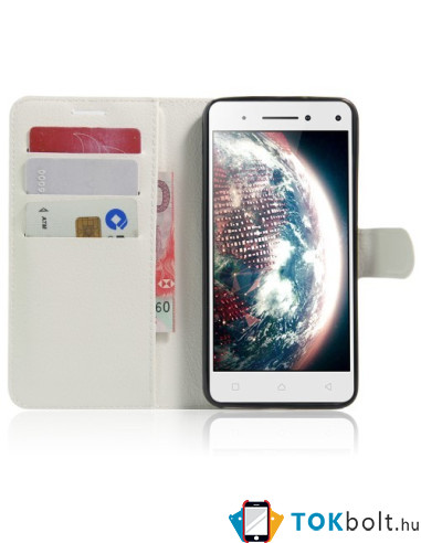 Oldalra nyíló mágnes záras tok Lenovo Vibe S1 LITE készülékhez - FEHÉR