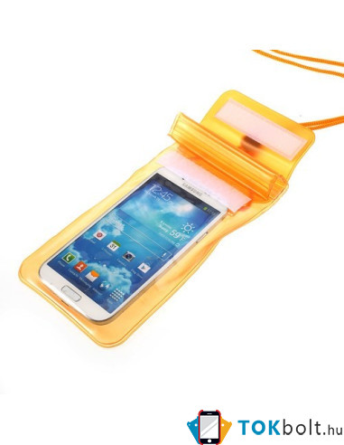 Vízálló mobiltelefon tartó 13,5 x 9 cm készülékekhez -narancs színű