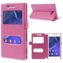 Pink két ablakos notesz tok Sony Xperia M2 / M2 Dual telefonhoz