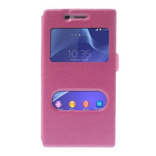 Pink két ablakos notesz tok Sony Xperia M2 / M2 Dual telefonhoz