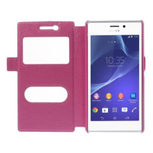 Pink két ablakos notesz tok Sony Xperia M2 / M2 Dual telefonhoz