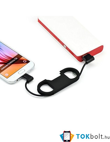 Micro USB töltő kábel + Sörnyitó - FEKETE