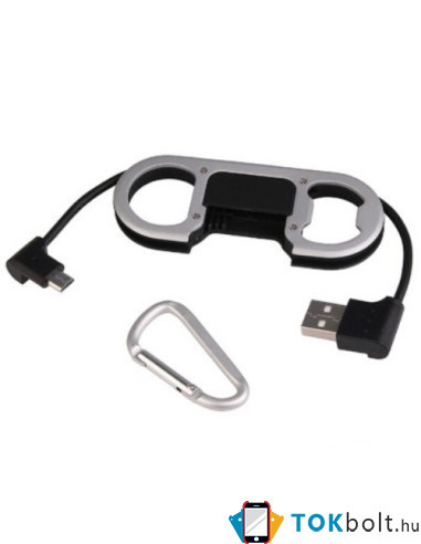 Micro USB töltő kábel + Sörnyitó - FEKETE