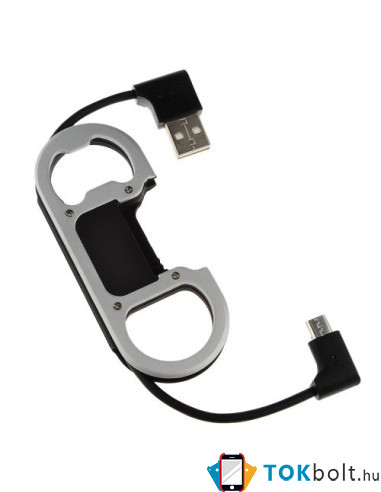Micro USB töltő kábel + Sörnyitó - FEKETE