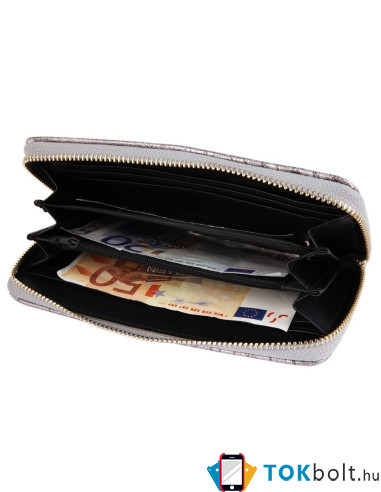Nagyméretű ezüst színű női pénztárca - Méret 19 x 10 cm - 494035001506
