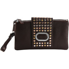 Díszes nagyméretű barna színű női pénztárca - Méret 20 x 12 cm - 48-S0502-BR
