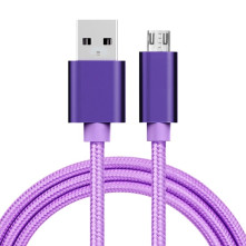 USB kábel - adatkábel - fonott dizájn - 1m hosszú - LILA