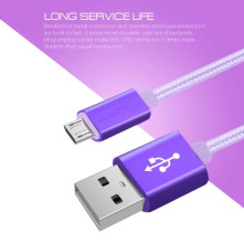 USB kábel - adatkábel - fonott dizájn - 1m hosszú - LILA