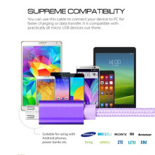 USB kábel - adatkábel - fonott dizájn - 1m hosszú - LILA