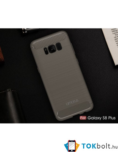 AMORUS Samsung Galaxy S8 Plus karbon mintás tok - SZÜRKE