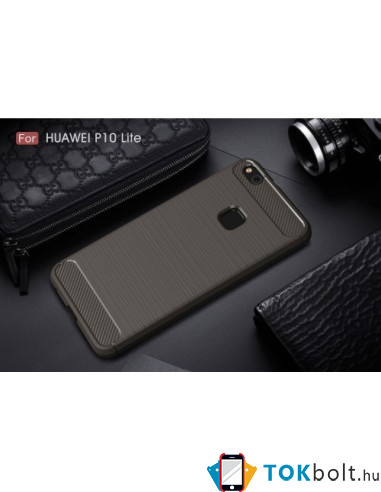 Huawei P10 Lite karbon mintás tok - SZÜRKE