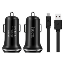 HOCO telefon autós töltö, dupla kimenet, + Micro USB kábel 