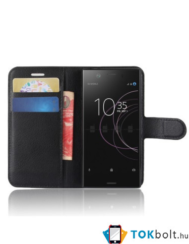 Fekete notesz telefontok Sony Xperia XZ1 Compact telefonhoz