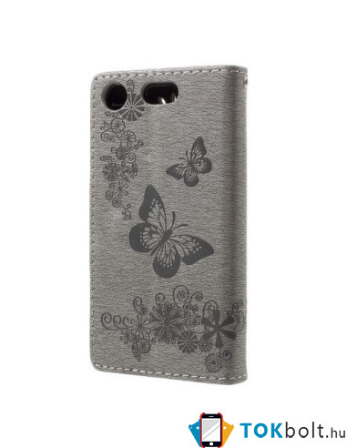 Dombornyomott pillangós notesztok Sony Xperia XZ1 Compact telefonhoz - EZÜST