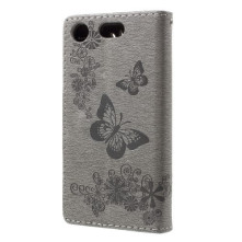 Dombornyomott pillangós notesztok Sony Xperia XZ1 Compact telefonhoz - EZÜST
