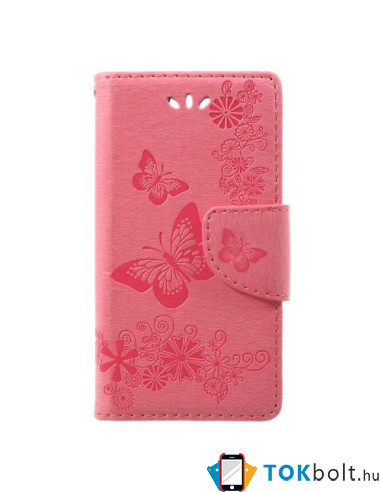 Dombornyomott pillangós notesztok Sony Xperia XZ1 Compact telefonhoz - RÓZSASZÍN
