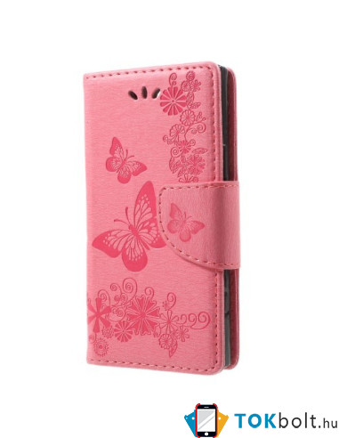 Dombornyomott pillangós notesztok Sony Xperia XZ1 Compact telefonhoz - RÓZSASZÍN