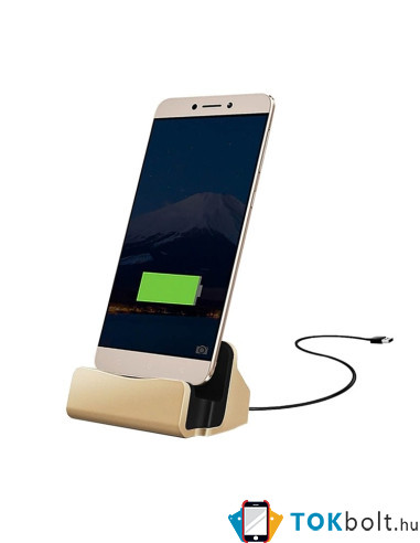 Univerzális USB Type-C csatlakozású asztali töltő állvány - ARANY SZÍNŰ