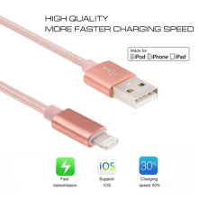 2 méteres USB kábel iPhone X/8/8 Plus/7/7 Plus/6/6s/6 Plus/6s Plus/iPad/5/5s/SE - RÓZSAARANY