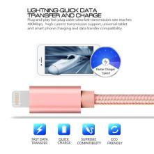 2 méteres USB kábel iPhone X/8/8 Plus/7/7 Plus/6/6s/6 Plus/6s Plus/iPad/5/5s/SE - RÓZSAARANY