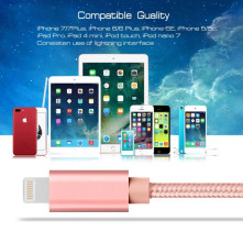 2 méteres USB kábel iPhone X/8/8 Plus/7/7 Plus/6/6s/6 Plus/6s Plus/iPad/5/5s/SE - RÓZSAARANY
