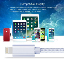 2 méteres USB kábel iPhone X/8/8 Plus/7/7 Plus/6/6s/6 Plus/6s Plus/iPad/5/5s/SE - EZÜST