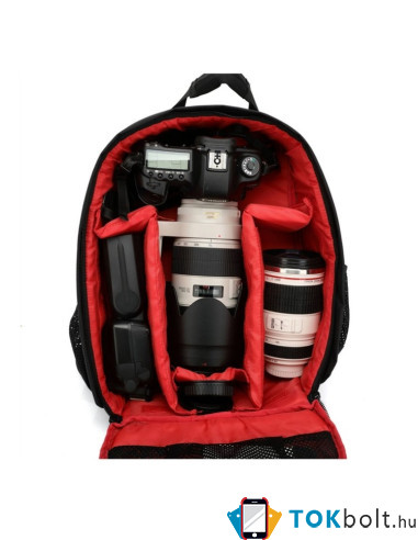 INDEPMAN DL-B012 fotós hátizsák GoPro, SJCAM, Nikon, Canon, Xiaomi Xiaoyi YI, Méret: 27.5 * 12.5 * 34 cm - PIROS